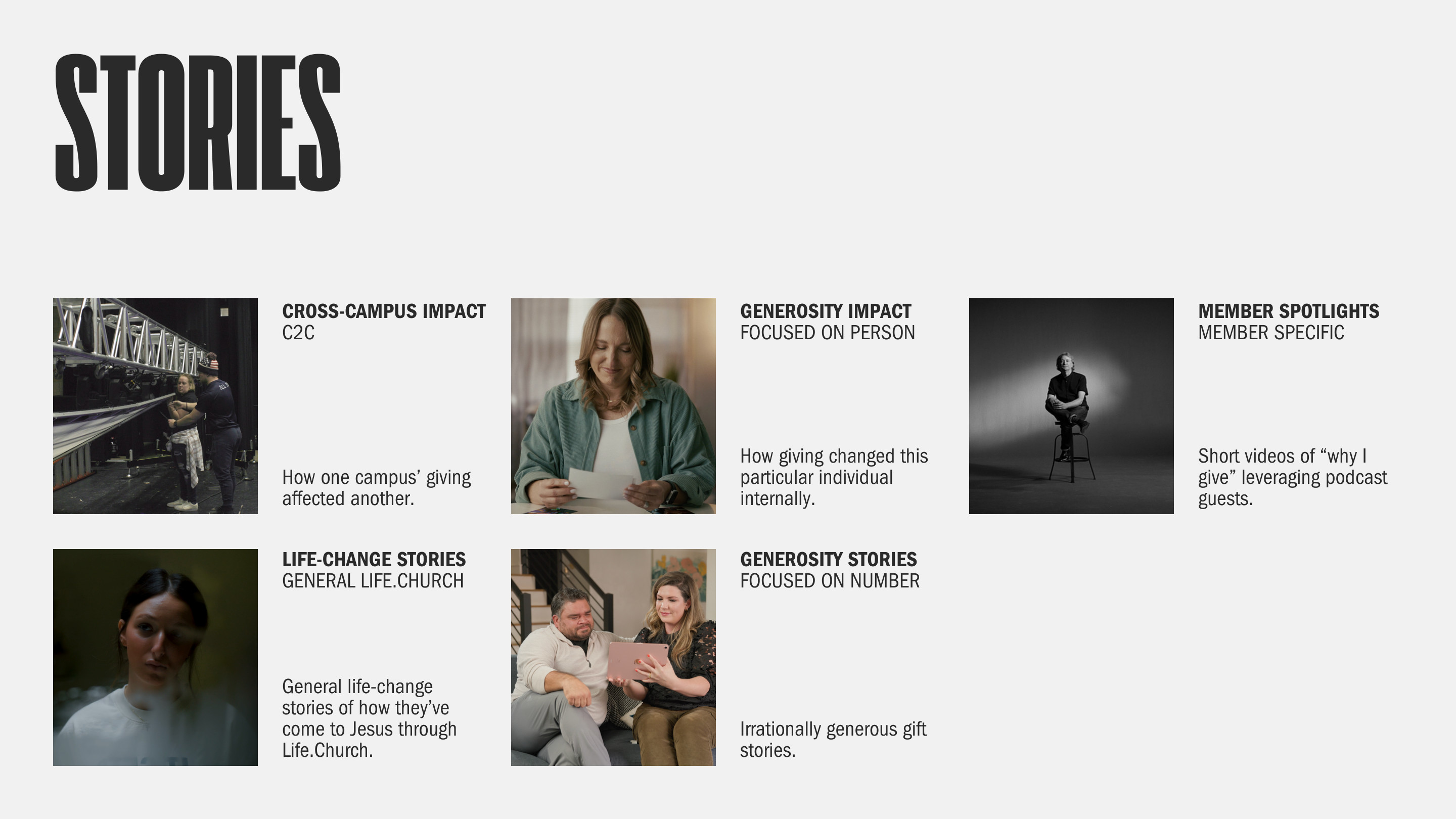 Stories — category examples
