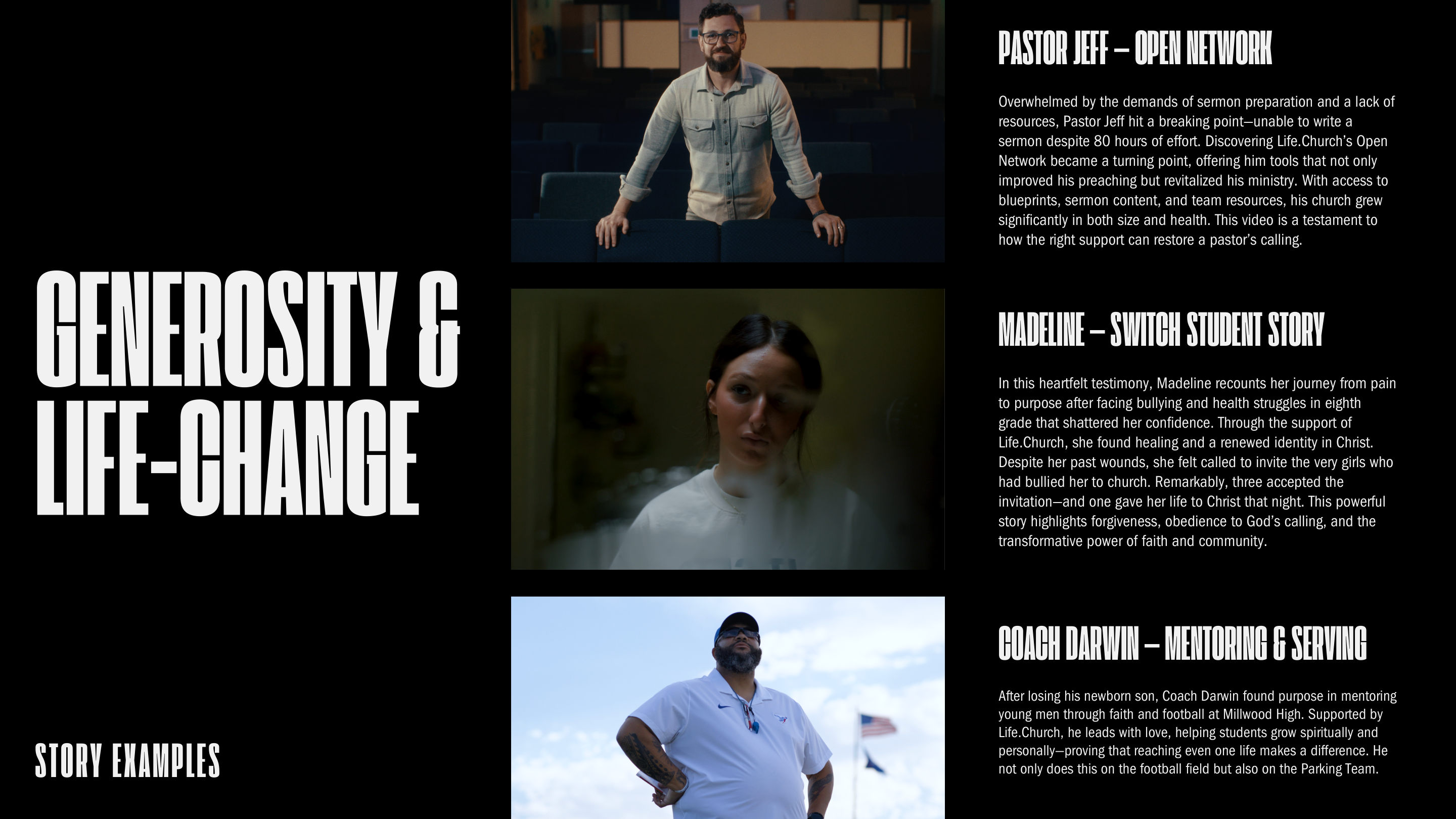 Generosity & Life-Change — story examples